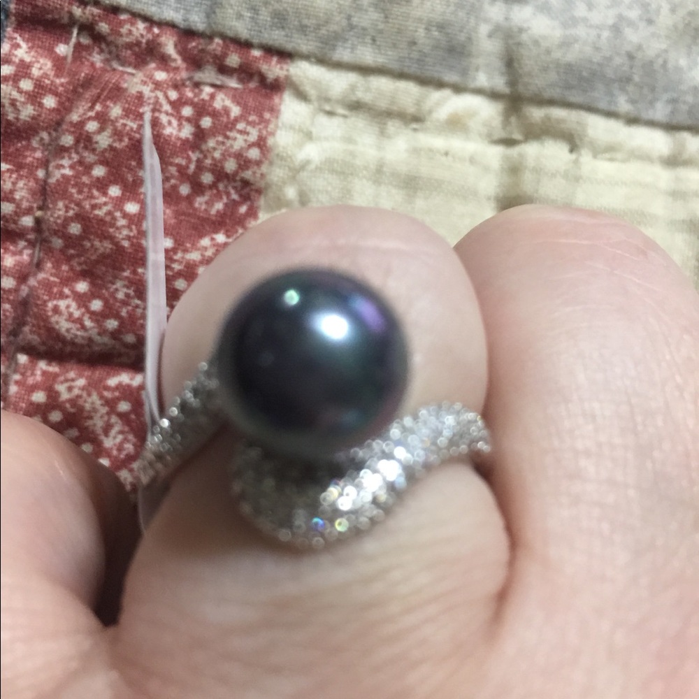 HP🎉Tahitian Shell Pearl 925 Silver Bypass Ring - Picture 7 of 7
